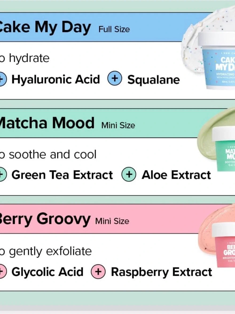 I Dew Care Scoop Party Wash-Off Mask Set + Headband Hyaluronic Vegan Face